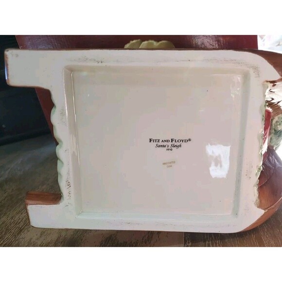 Fitz and Floyd ~ 2003 Retired Santa's Sleigh Christmas Cookie Jar In Box W/Box - Picture 6 of 10